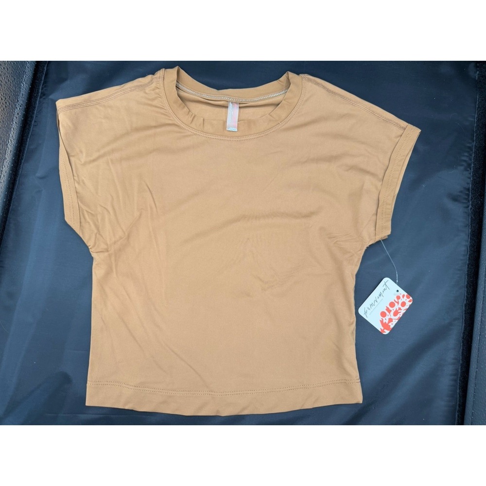 Free People FP Movement Crop Top Womens S Never Better Ultra Light Tee Cedar NWT